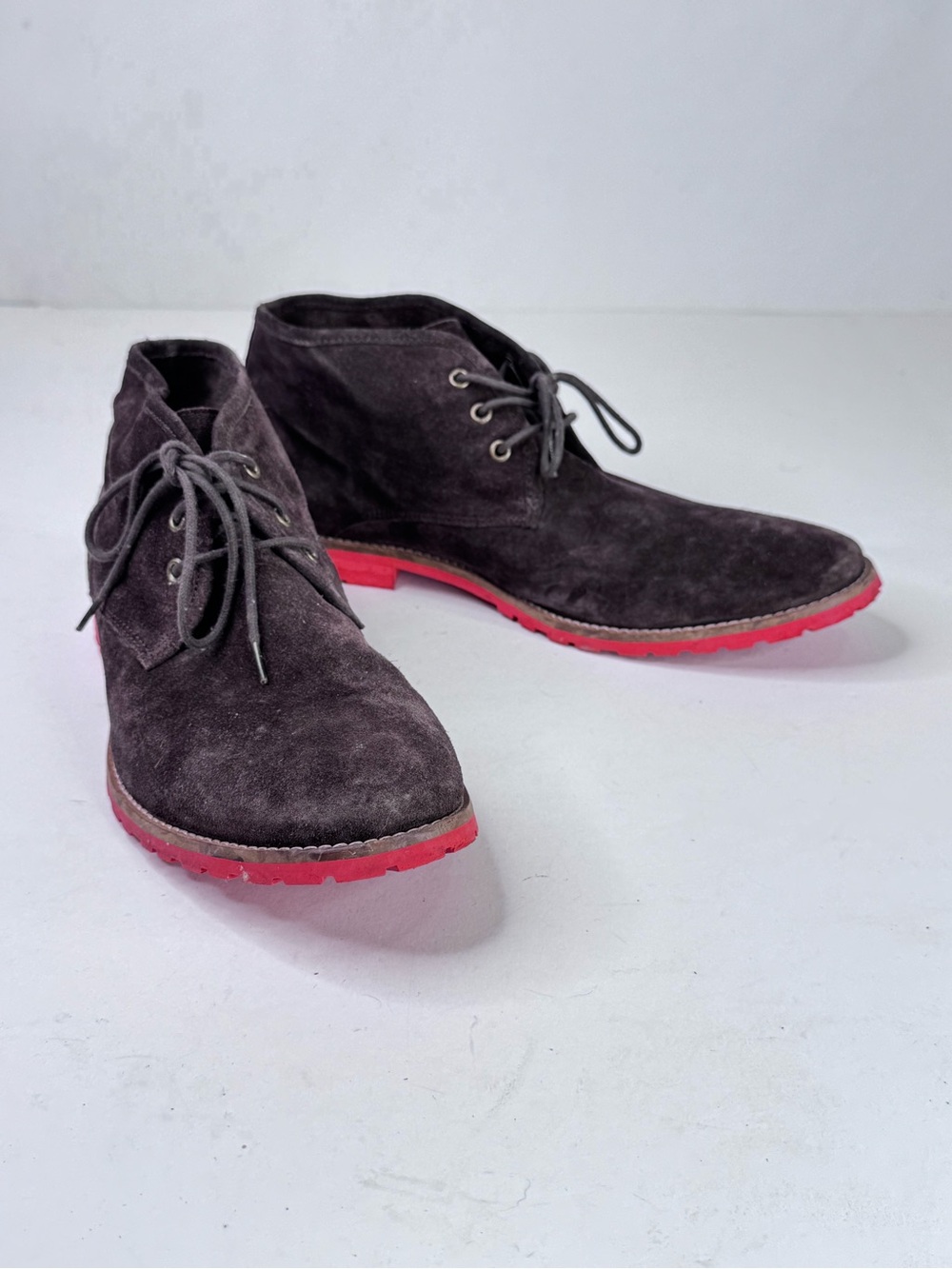 Kurt Geiger Dark Brown Suede Chukka Boots with Red Sole